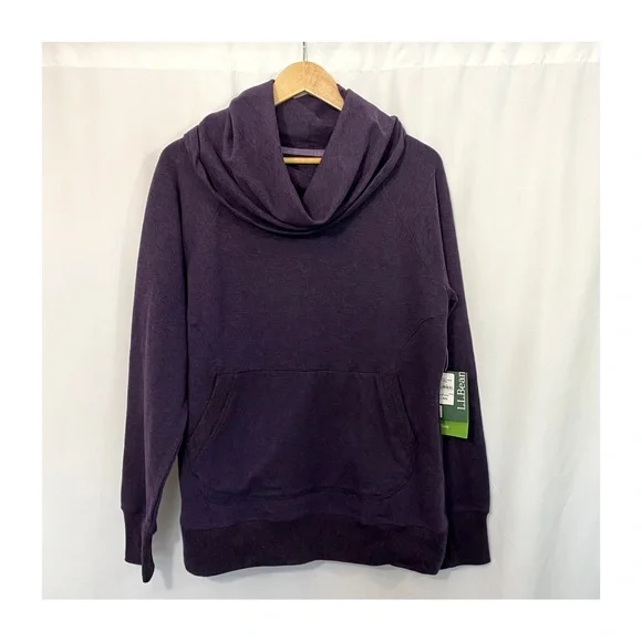 NWT L.L. Bean Cozy Cowl Neck Pullover Sweater in Purple Heather - Picture 2 of 10